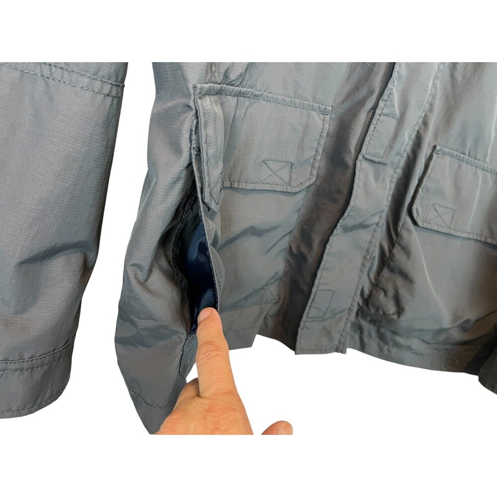 Lands' End Hooded Water Resistant Nylon Utility Windbreaker Jacket Size L Gray - Picture 5 of 10